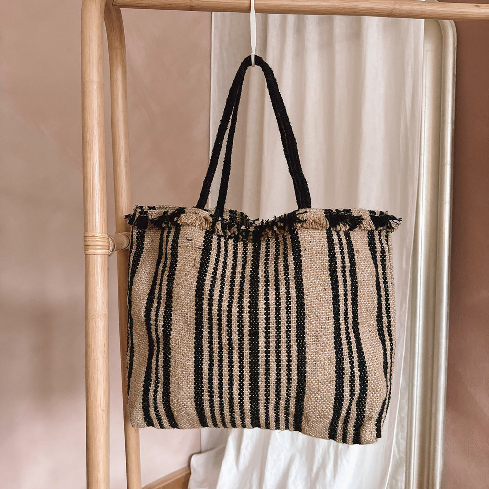 
                      
                        Handwoven striped bag - black
                      
                    