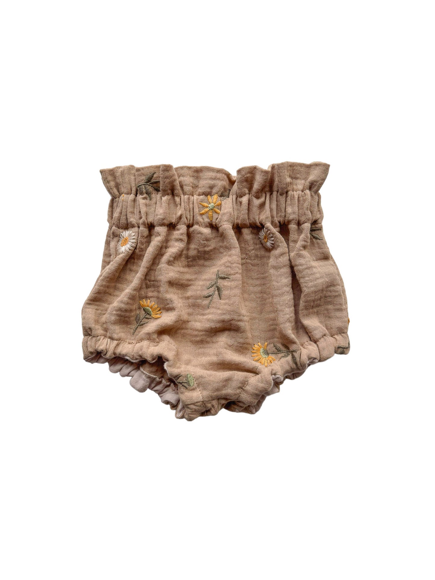 Baby bloomers / embroidered spring floral - beige
