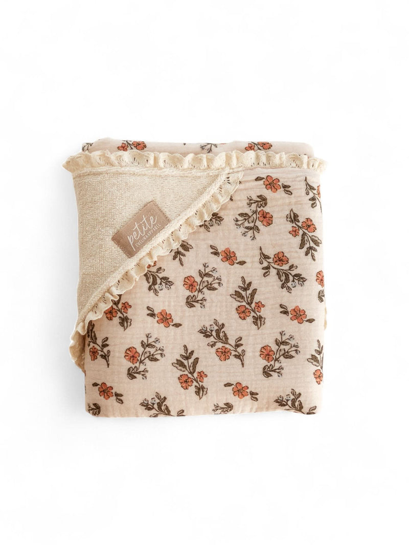 Baby Hooded towel  /  Vintage florals