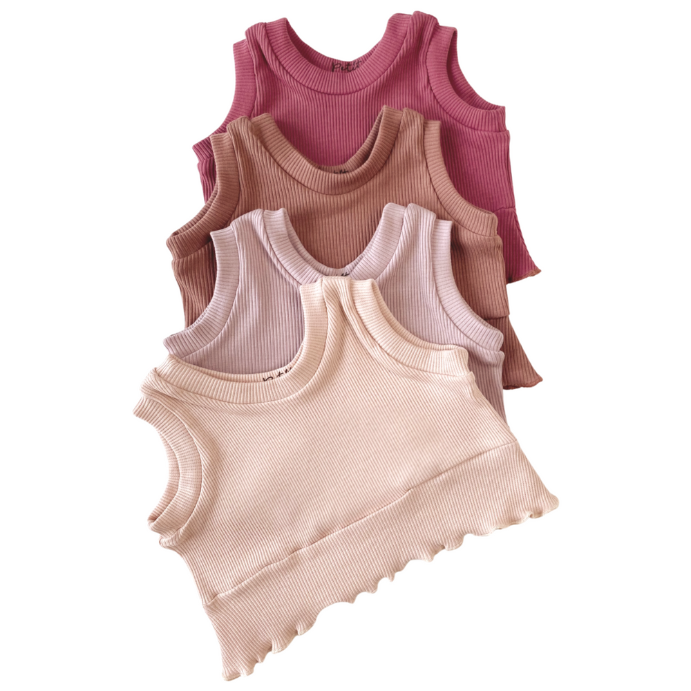 Ruffle top / ribbed - girly tones