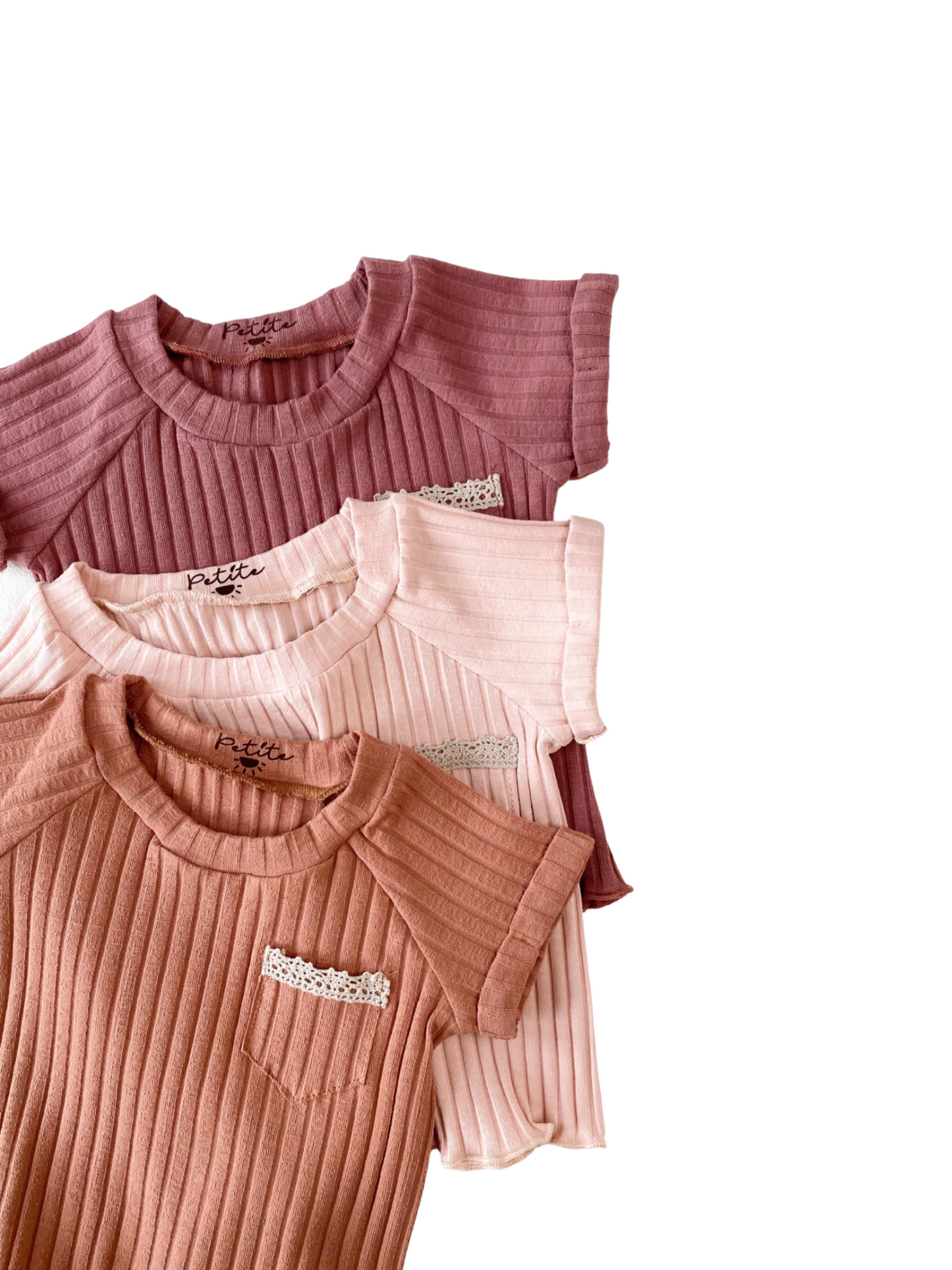 Baby cotton t-shirt / wide ribbed - girly tones