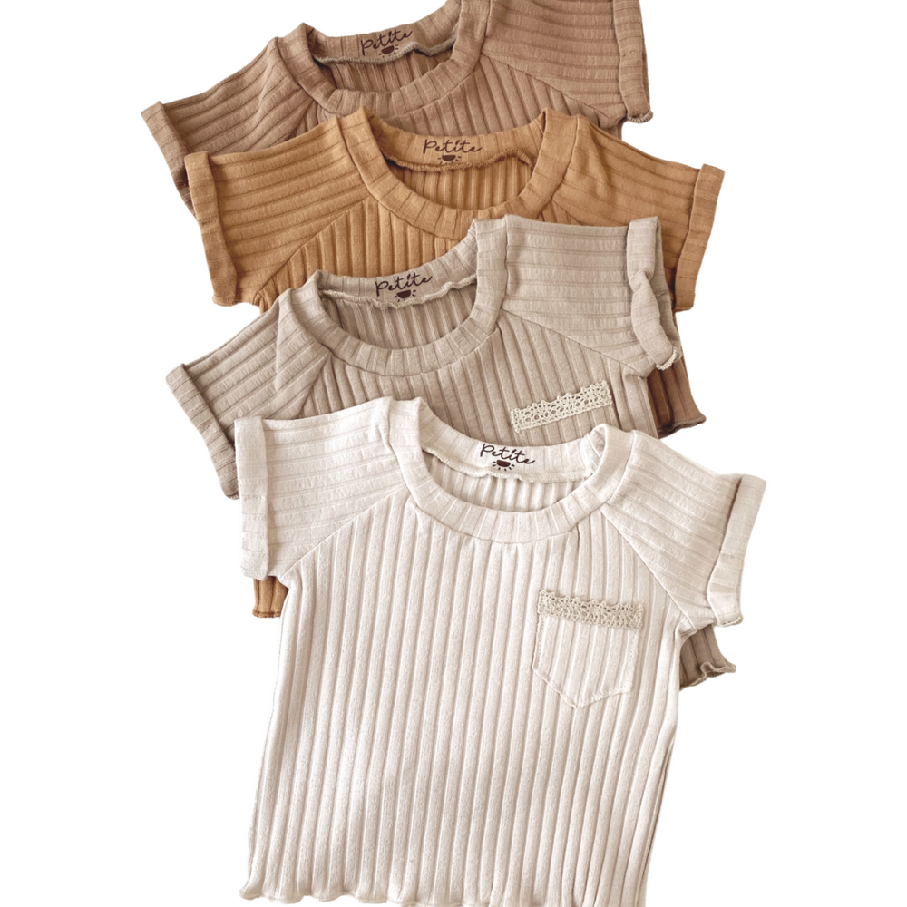 
                      
                        Baby cotton t-shirt / wide ribbed - earth tones
                      
                    