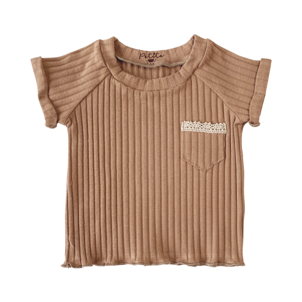 Baby cotton t-shirt / wide ribbed - earth tones