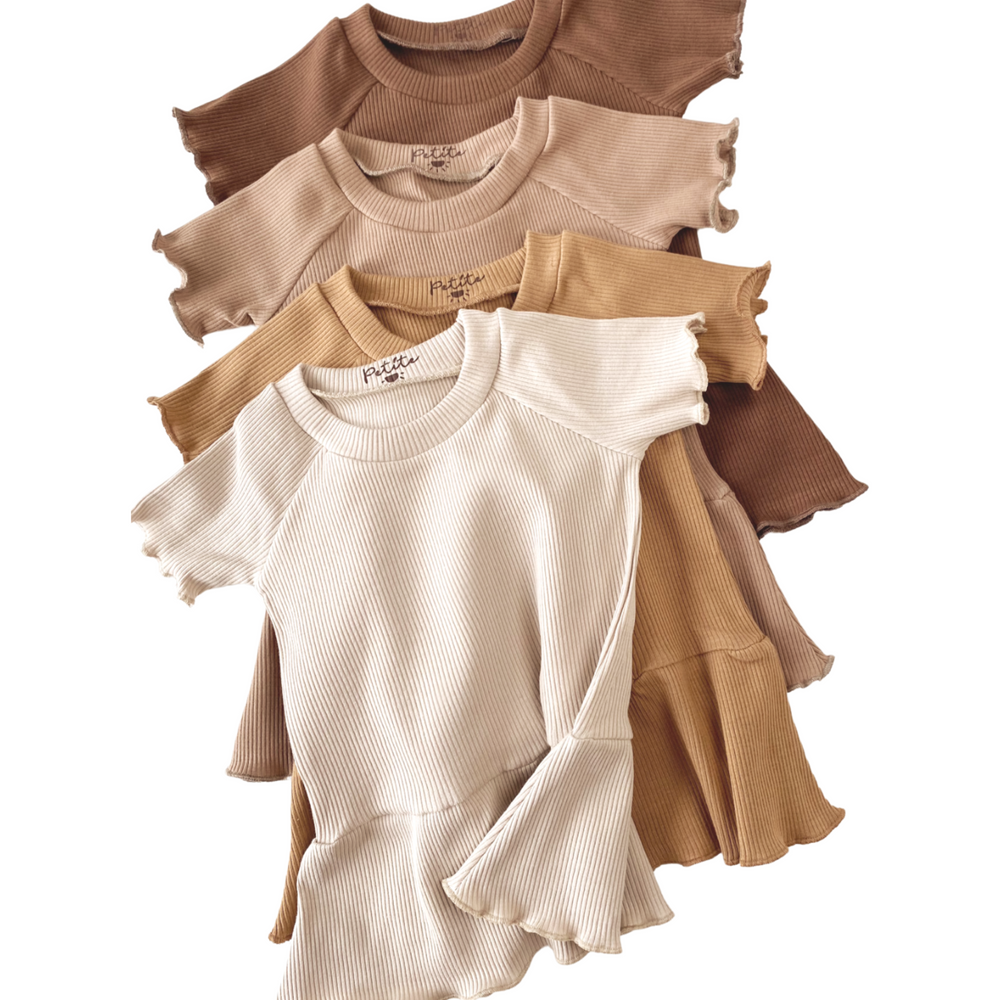 Girly t-shirt dress / ribbed - earth tones