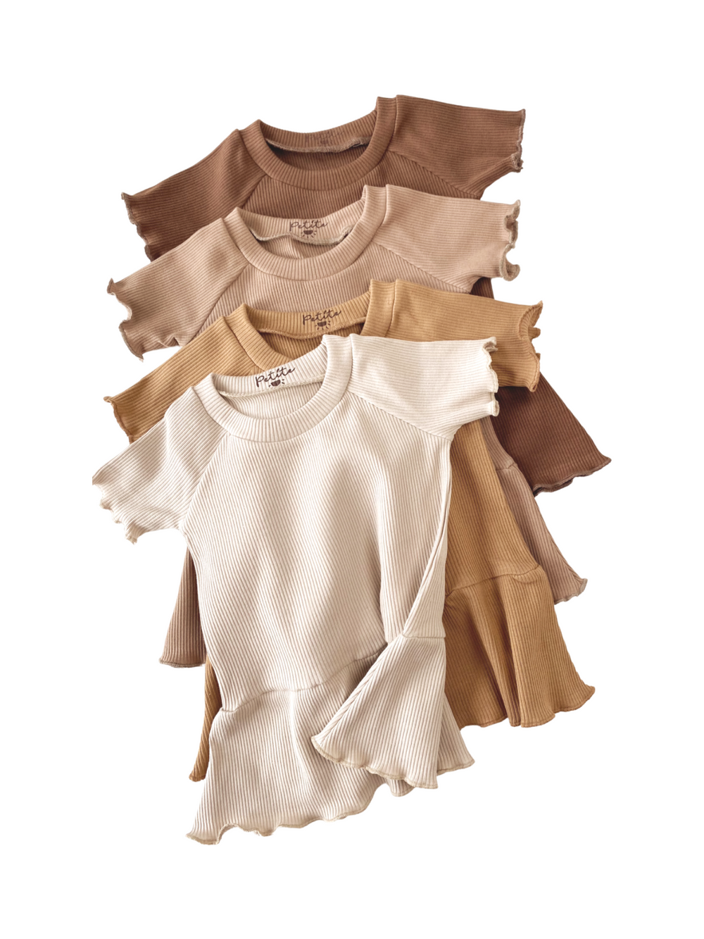 Girly t-shirt dress / ribbed - earth tones