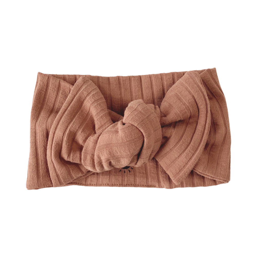 Bow headband / wide ribbed jersey - peach