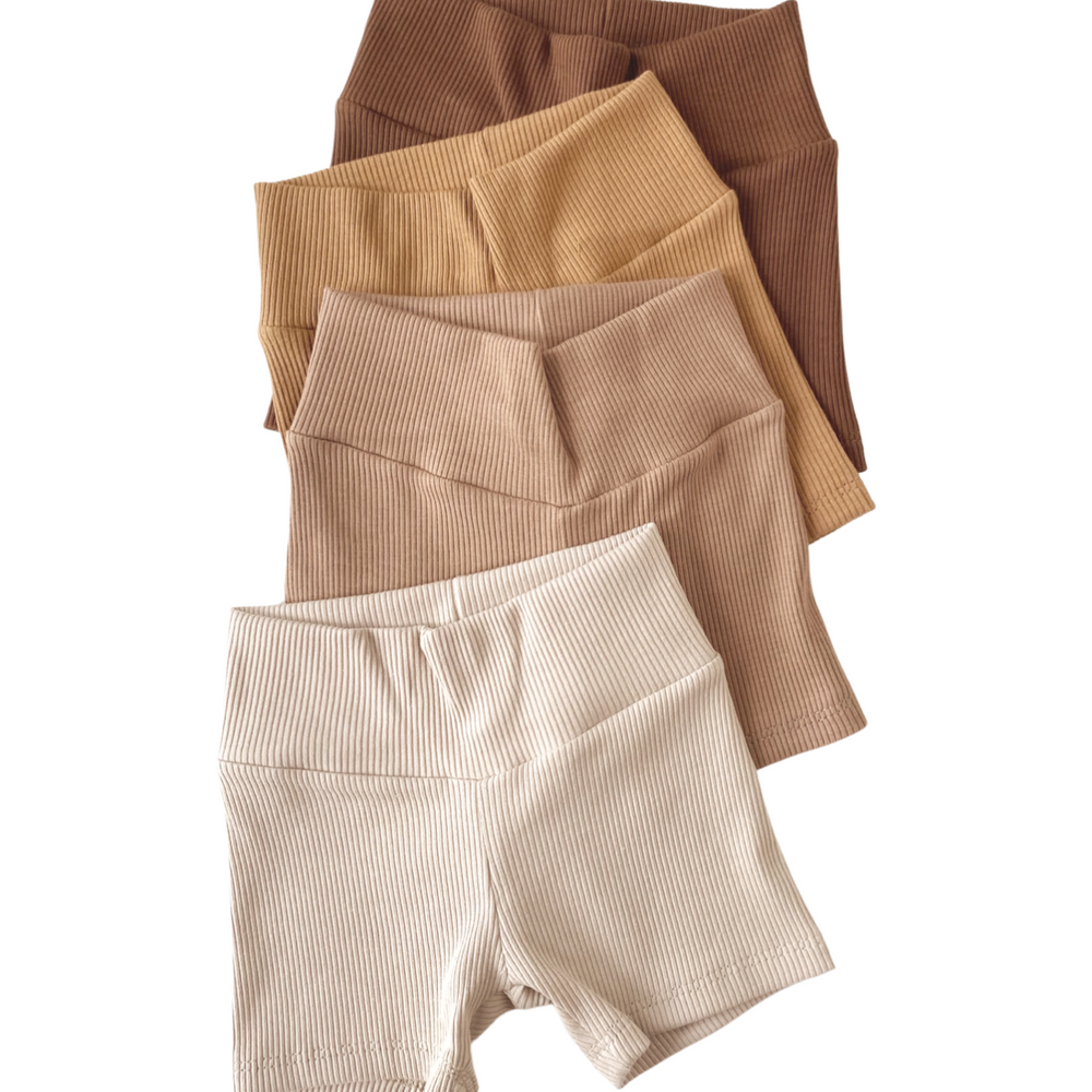 Girly bike shorts / ribbed - earth tones