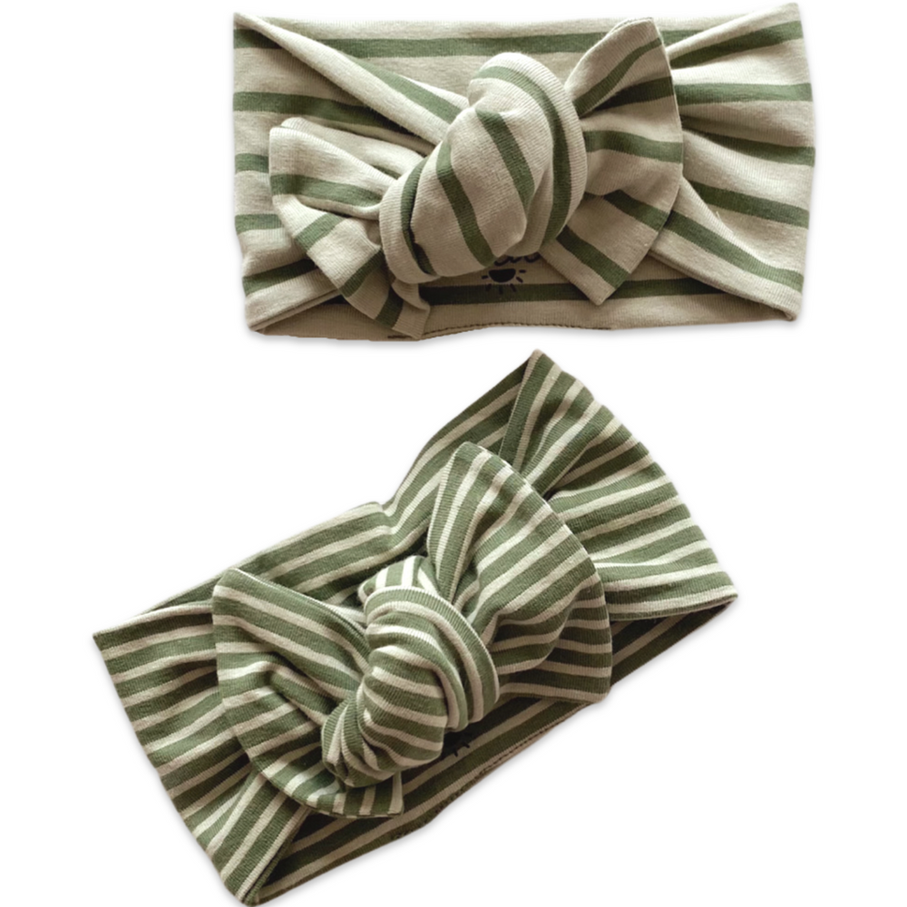 
                      
                        Bow headband / olive stripes
                      
                    