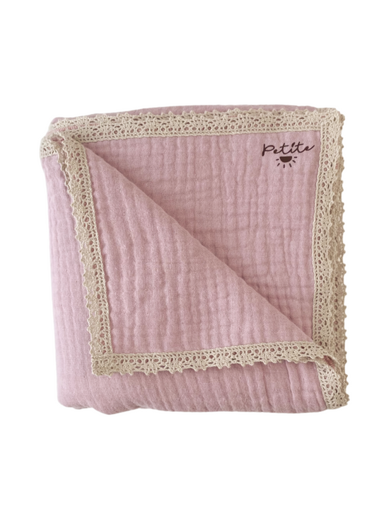 Baby swaddle / triple layer muslin - old pink