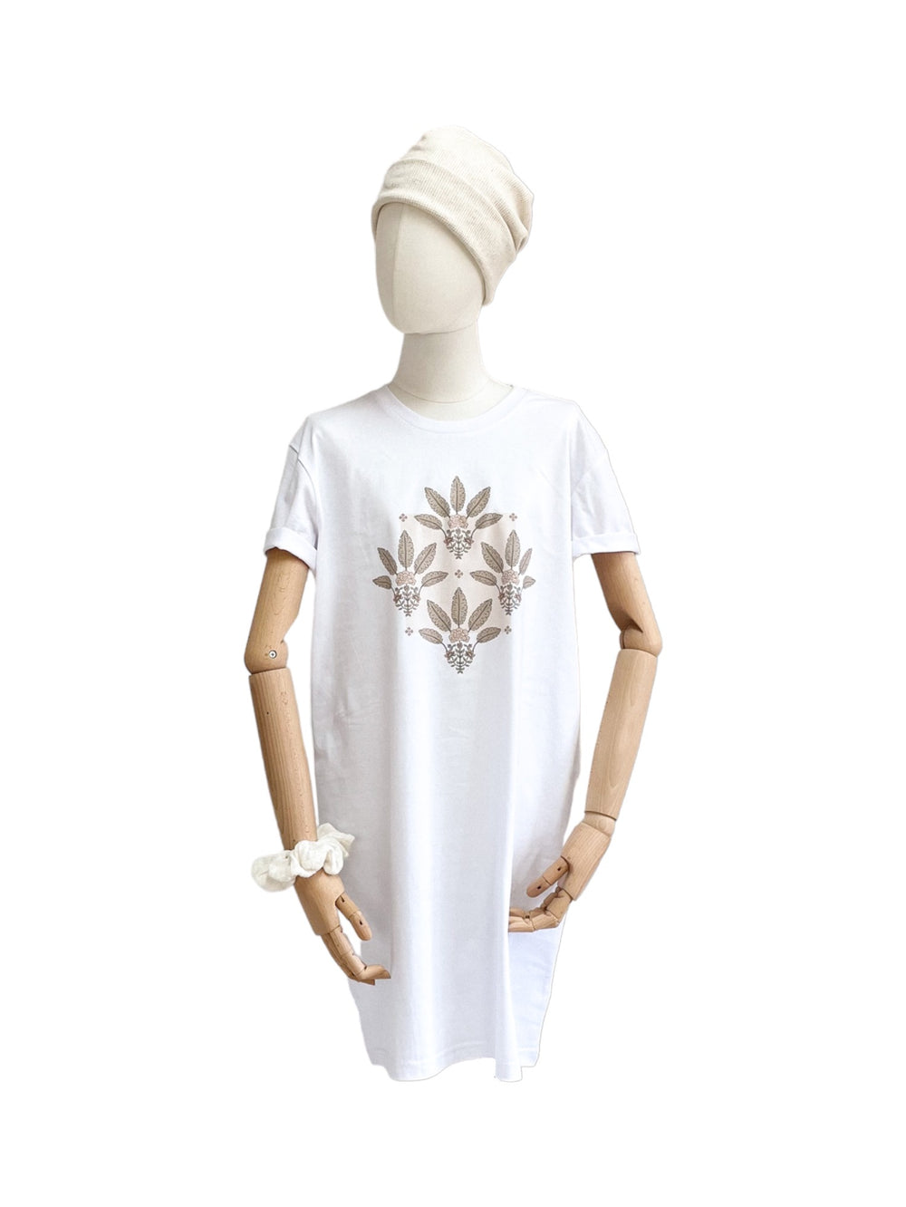 T-shirt dress / Girly palms / white