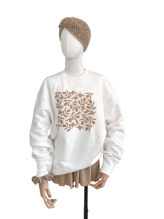 Oversized crewneck / Bell Flowers / off white
