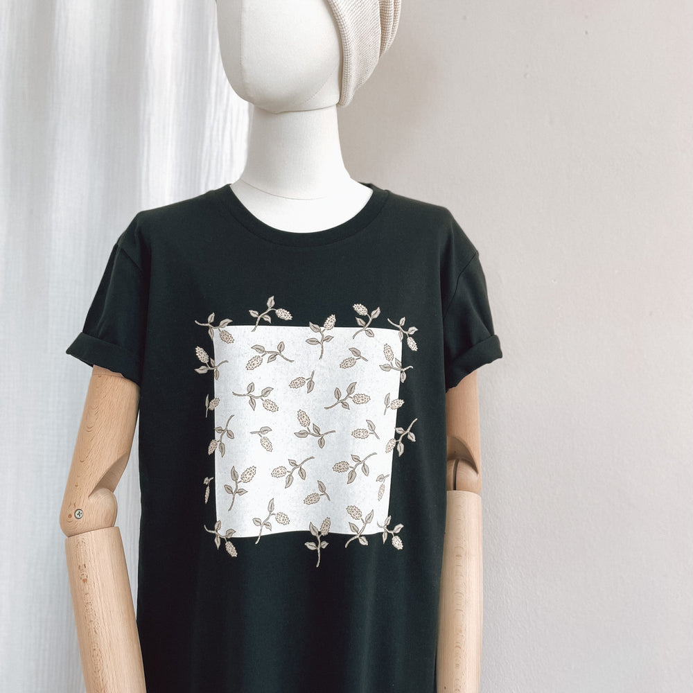 T-shirt obleka / just floral - black