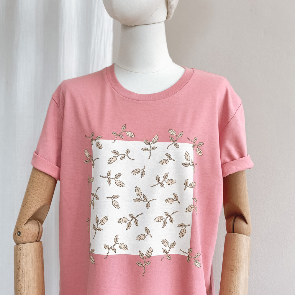 T-shirt obleka / just floral - bubble gum