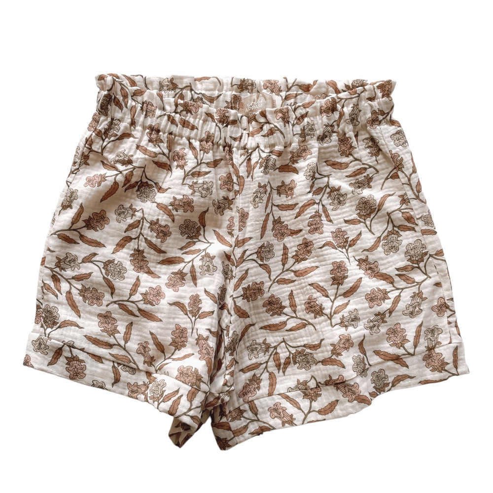 Muslin ruffle shorts / bell flowers