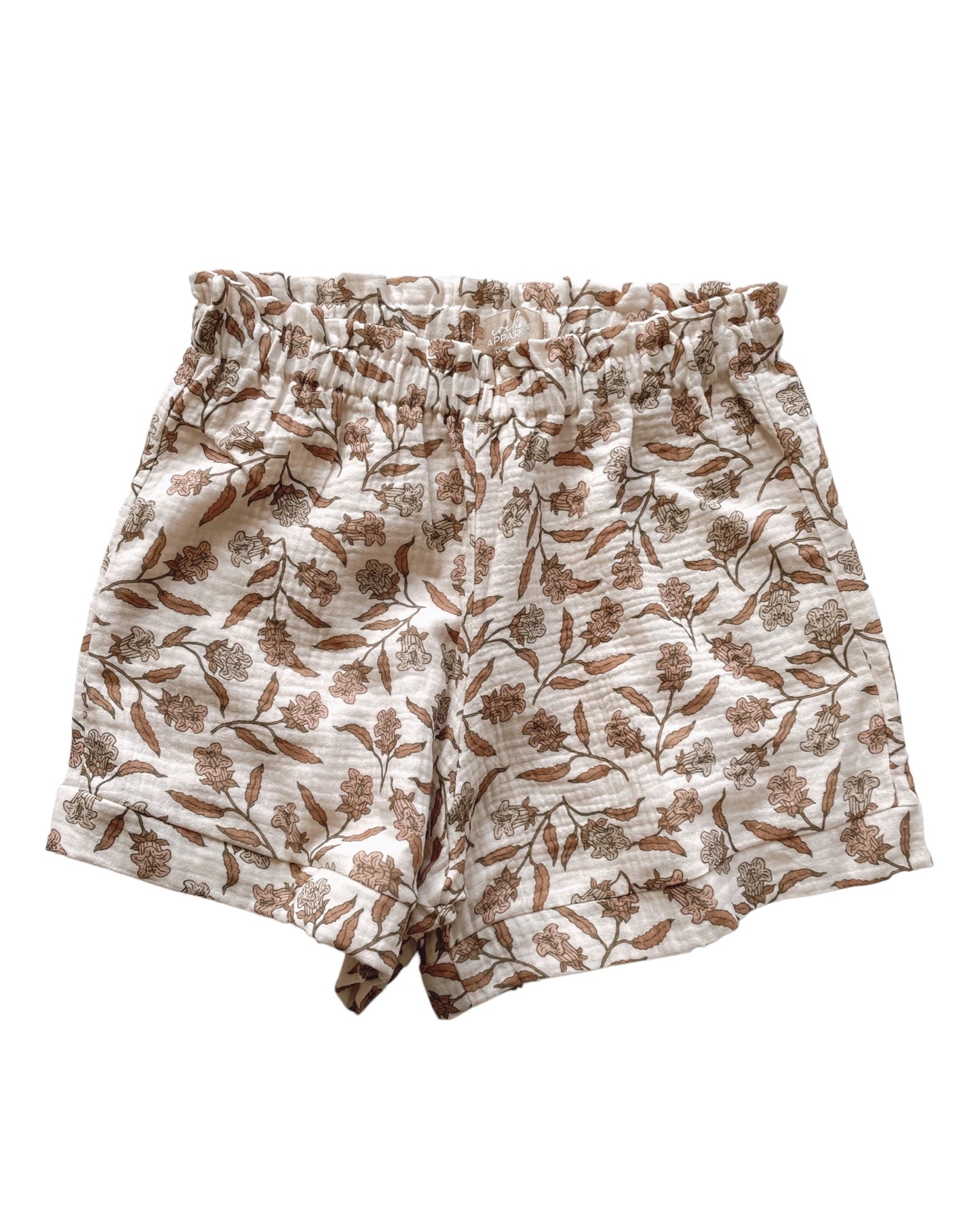 Muslin ruffle shorts / bell flowers