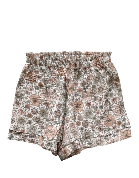 Muslin ruffle shorts / Ecru bold floral