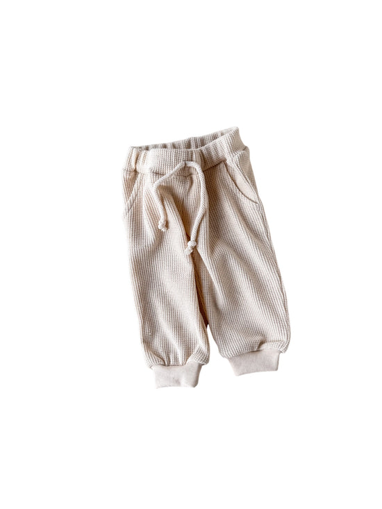 Linen waffle set / sweater + shorts + sweatpants