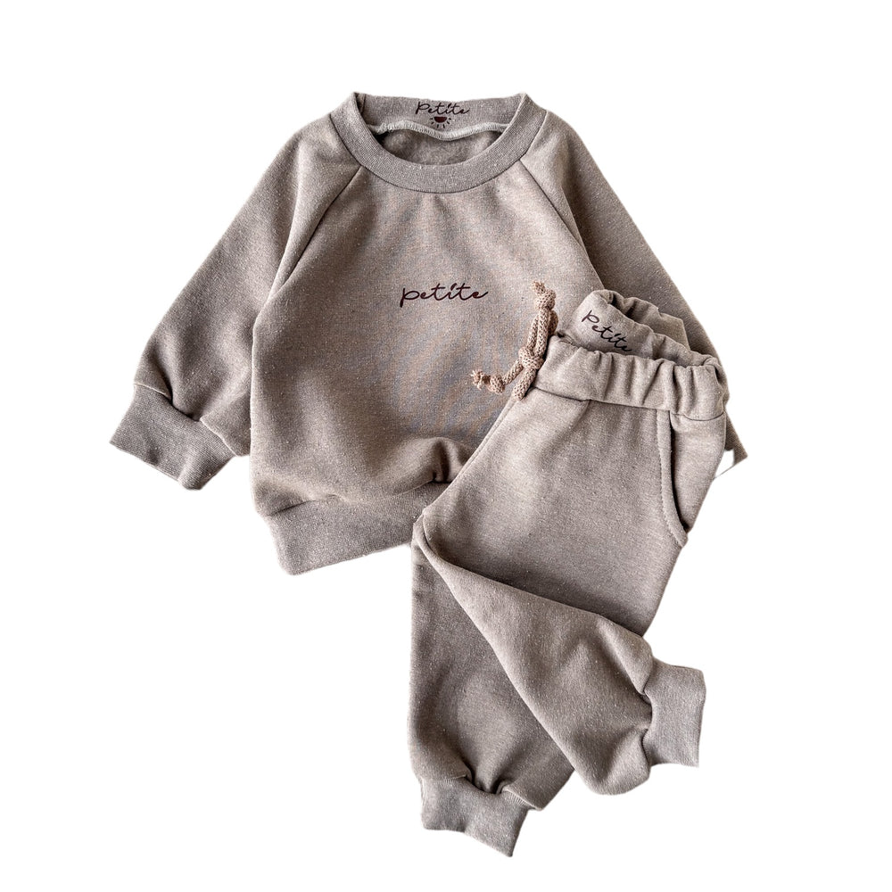 Recycled sweatpants + sweater set / sand