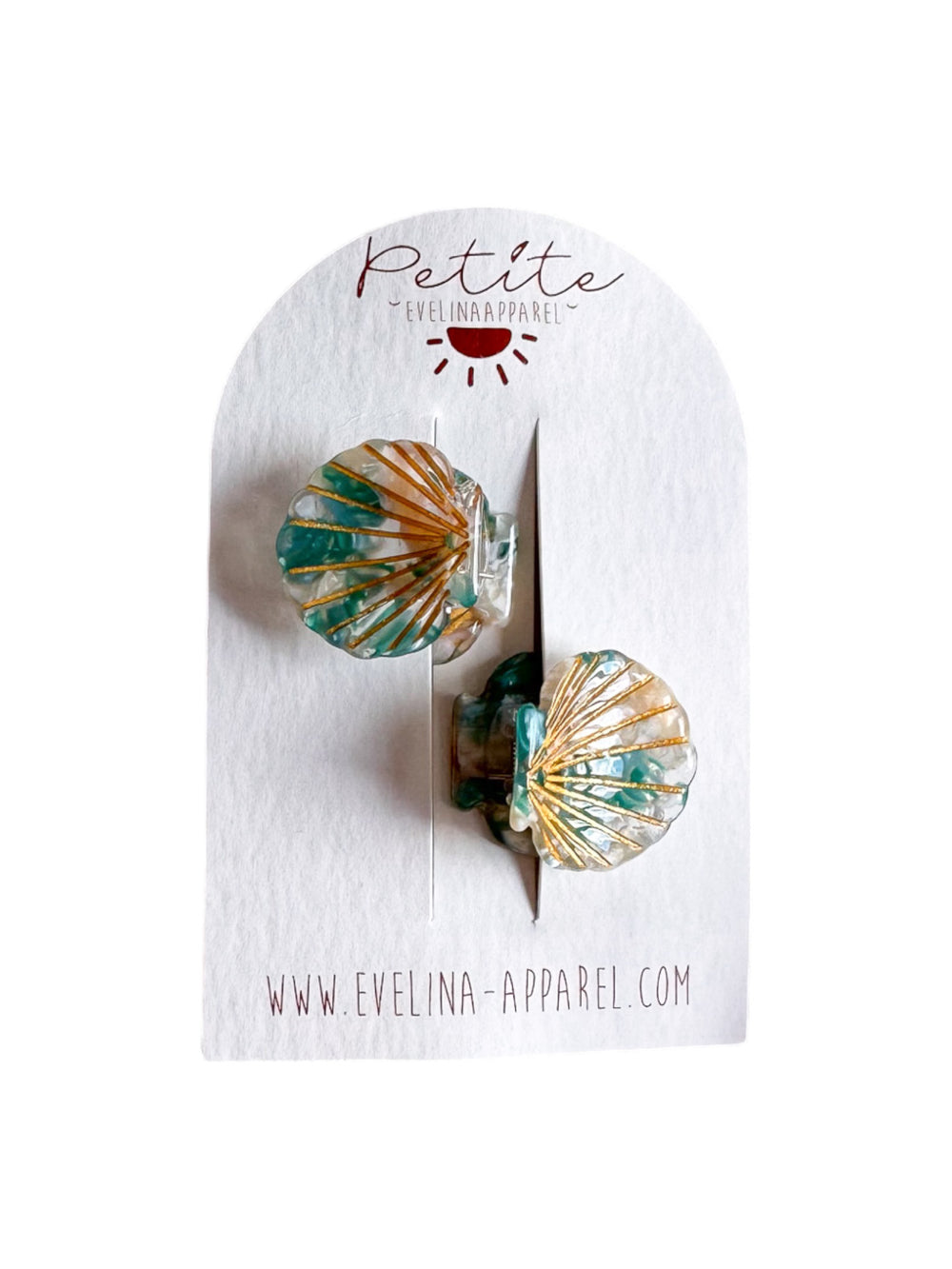 Little seashell hair claws set / emerald