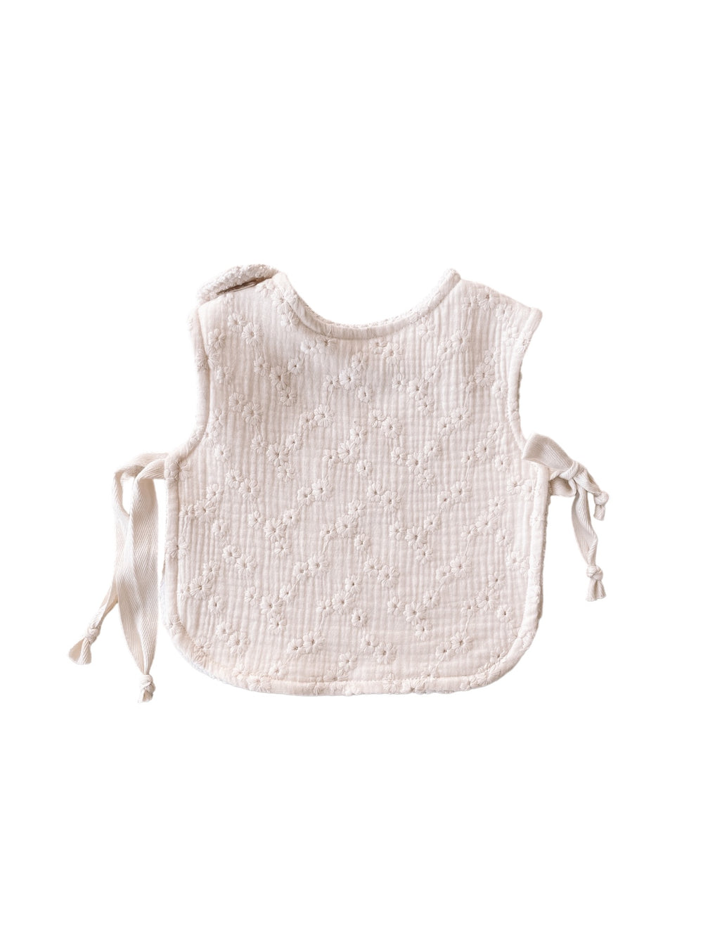 Baby & toddler bib / embroidered ecru