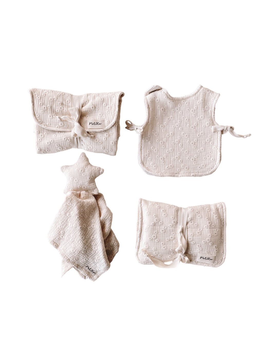 Newborn set / embroidered ecru