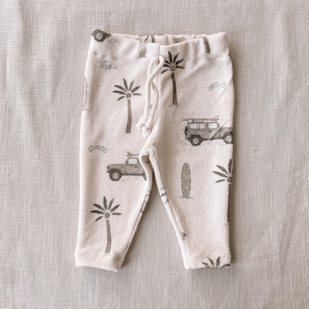 Terry leggings / cars & palms