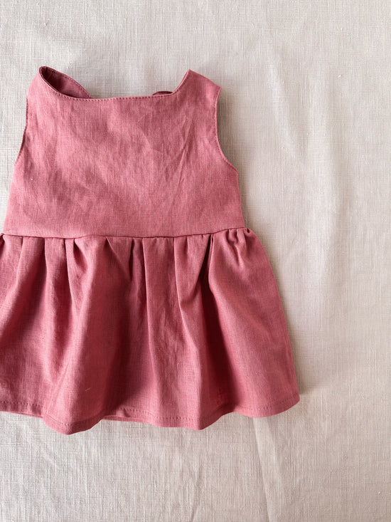 Arabella baby dress / linen - rose clay
