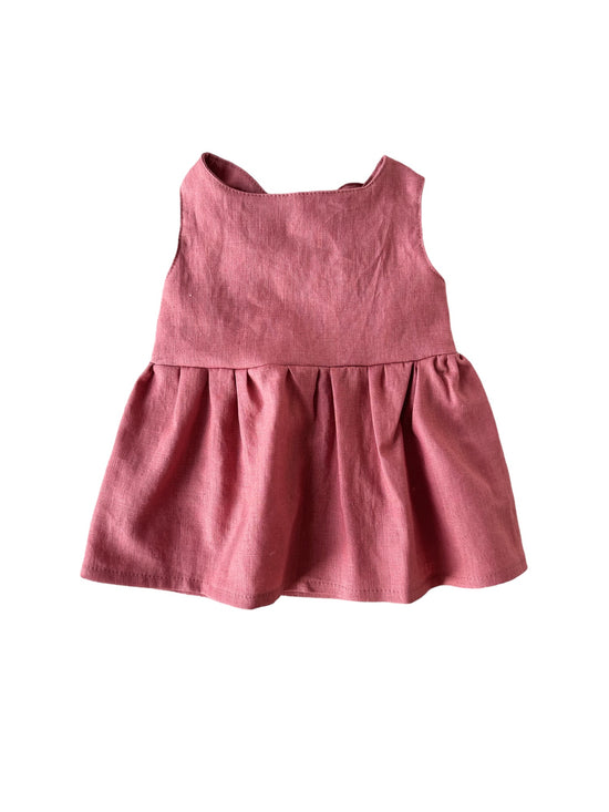 Arabella baby dress / linen - rose clay