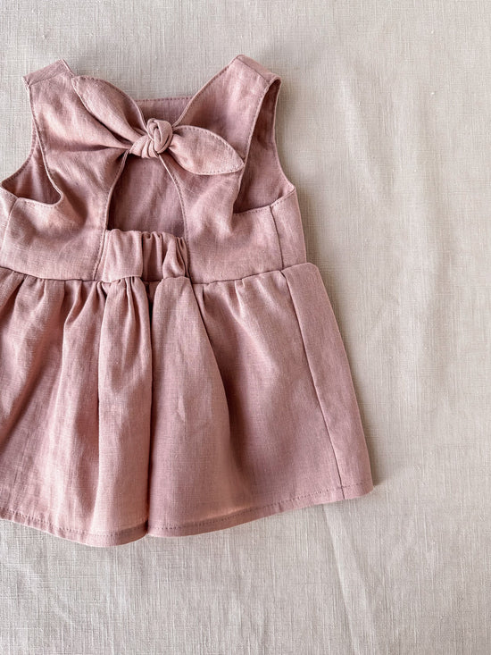 Arabella baby dress / linen - vintage rose
