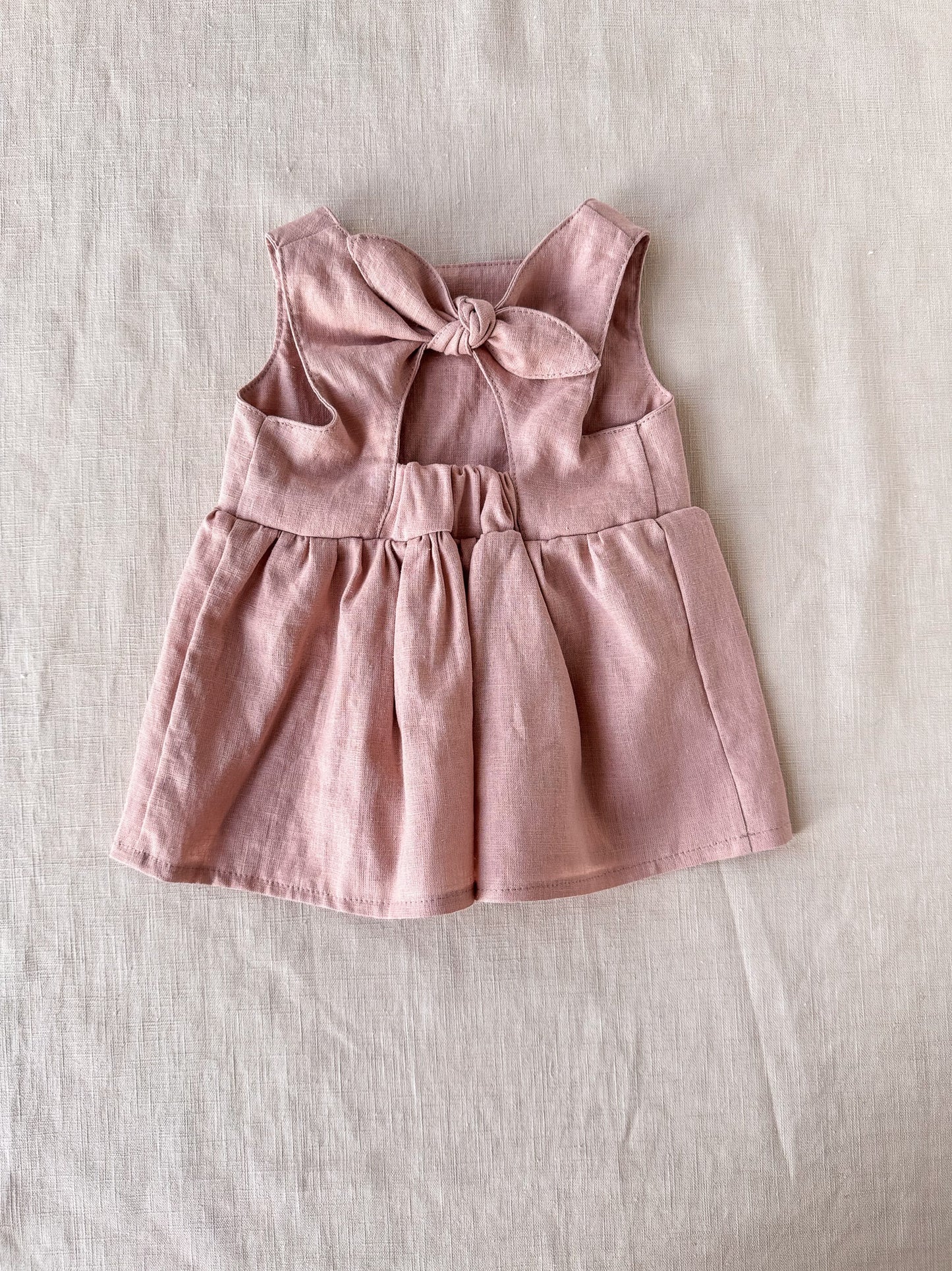 Arabella baby dress / linen - vintage rose
