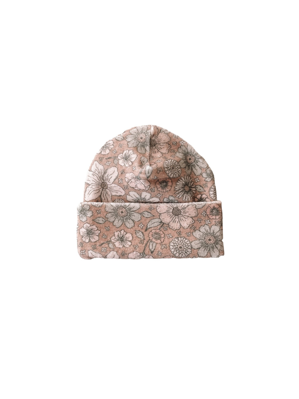 Terry beanie / bold floral caramel