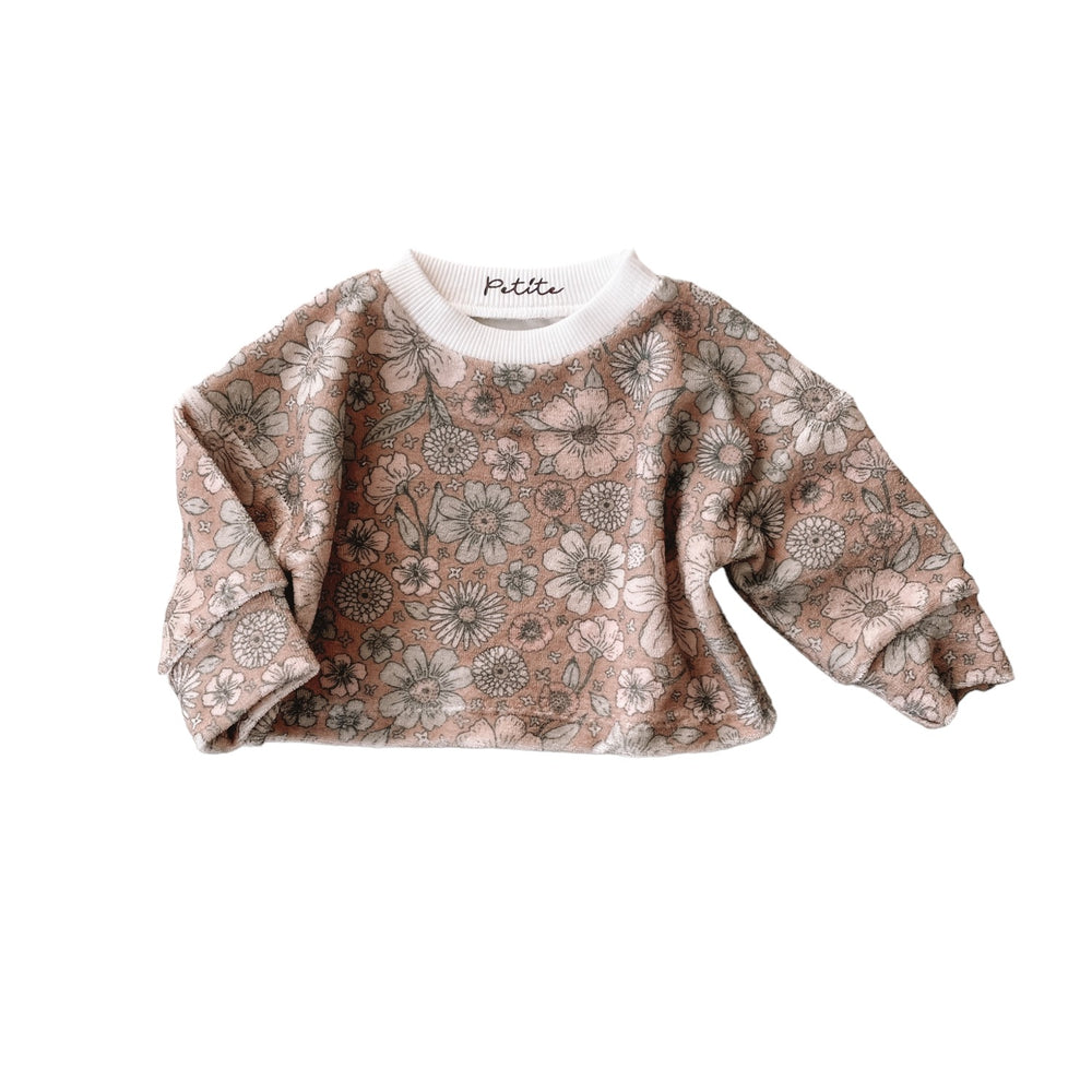 
                      
                        Terry sweater / bold floral caramel
                      
                    