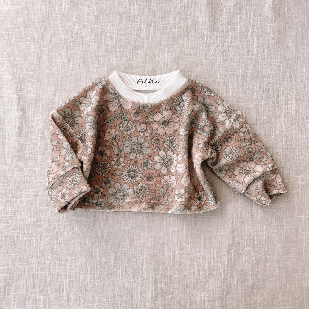 
                      
                        Terry sweater / bold floral caramel
                      
                    