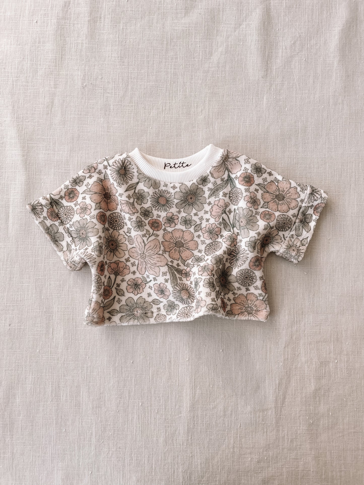 Terry t-shirt / bold floral ecru