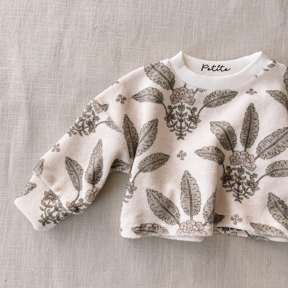 Terry sweater / girly palms