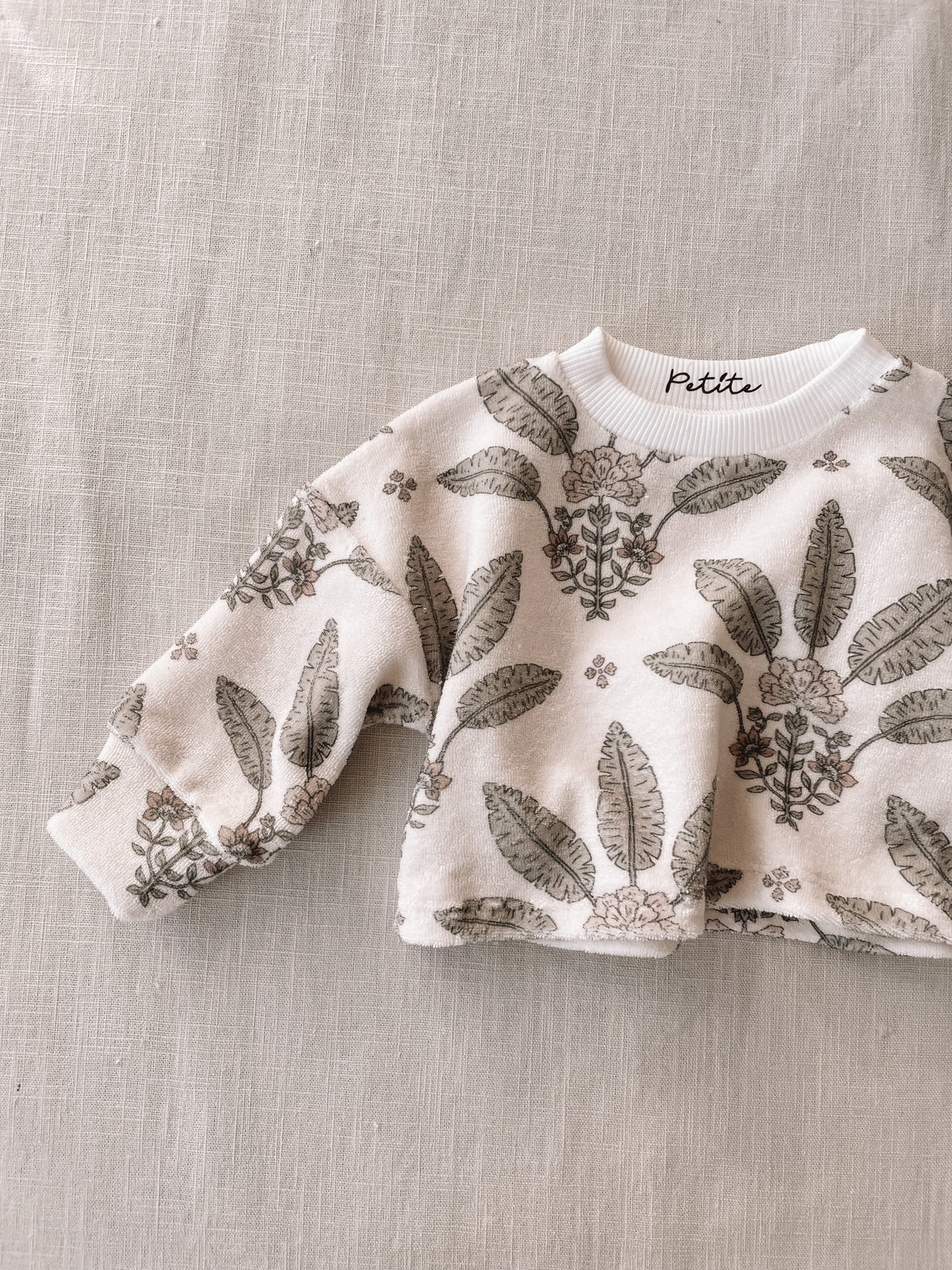 Terry sweater / girly palms
