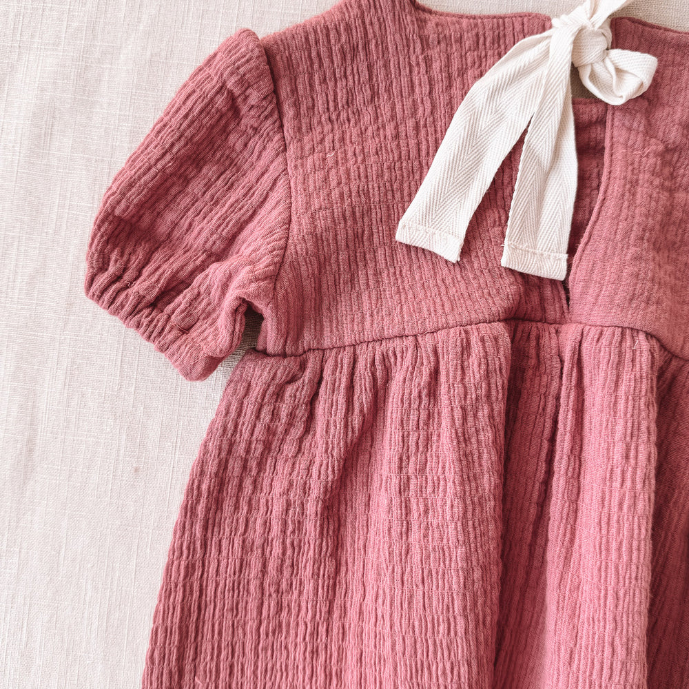 Florence baby dress / pink clay