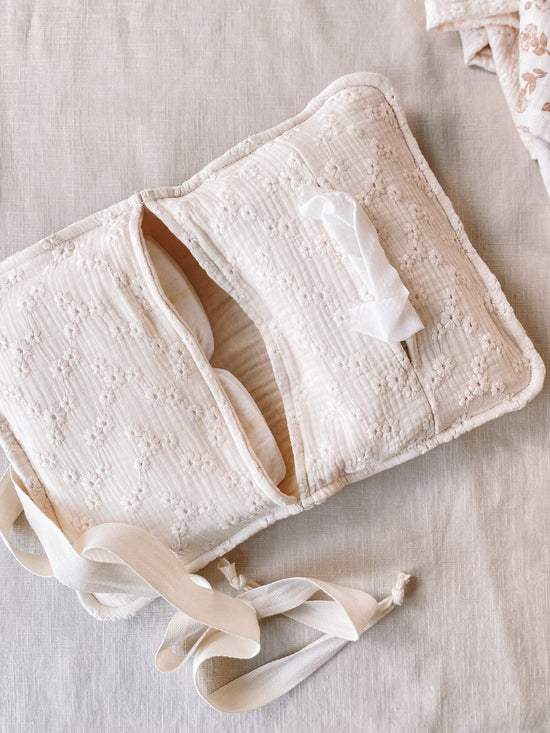 Diaper bag / embroidered ecru