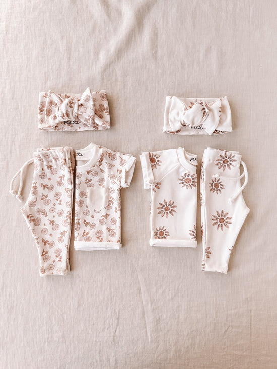 Ribbed Baby leggings/ sunflowers
