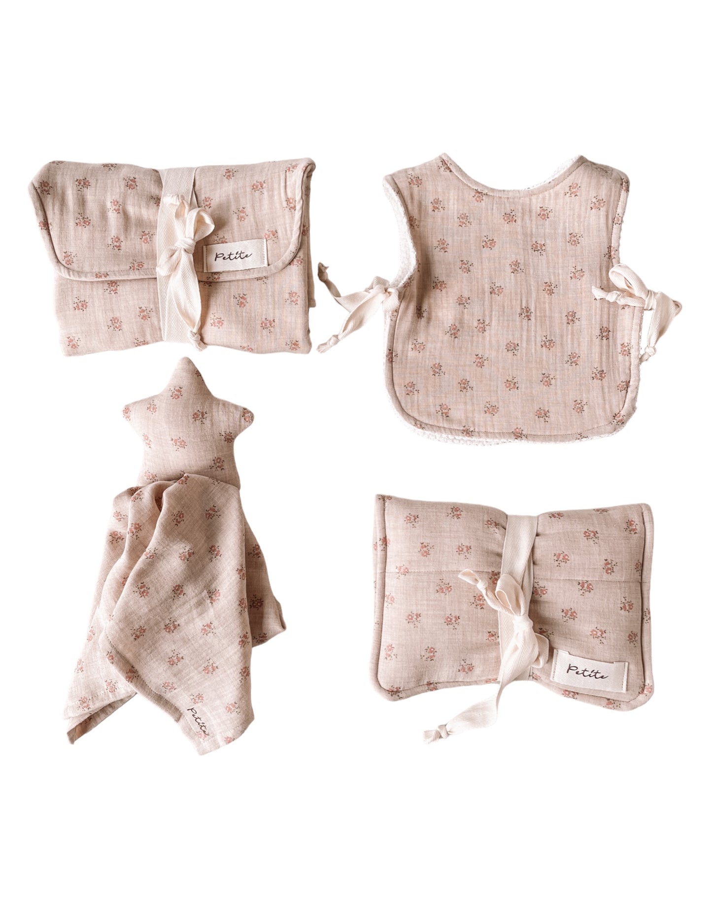 Newborn set / melange floral beige