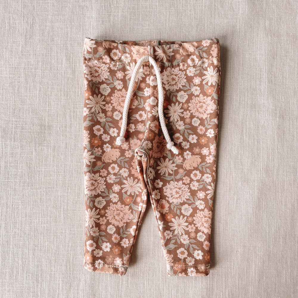 Baby leggings/ chocolate floral