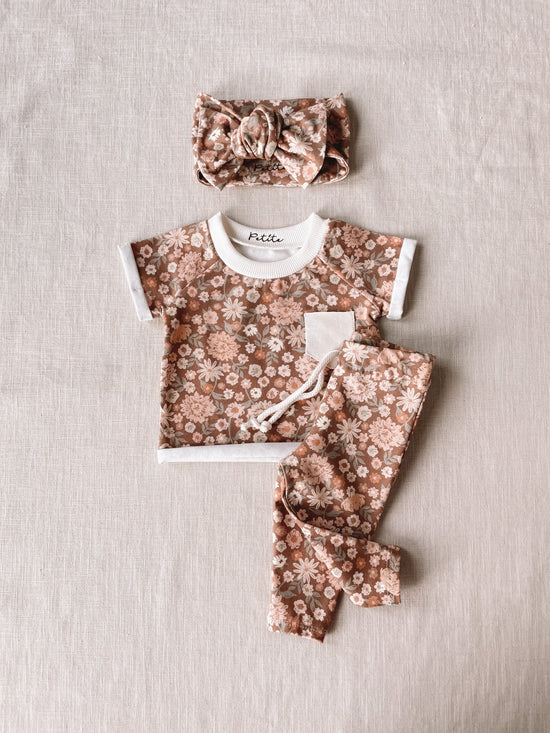 Baby leggings/ chocolate floral