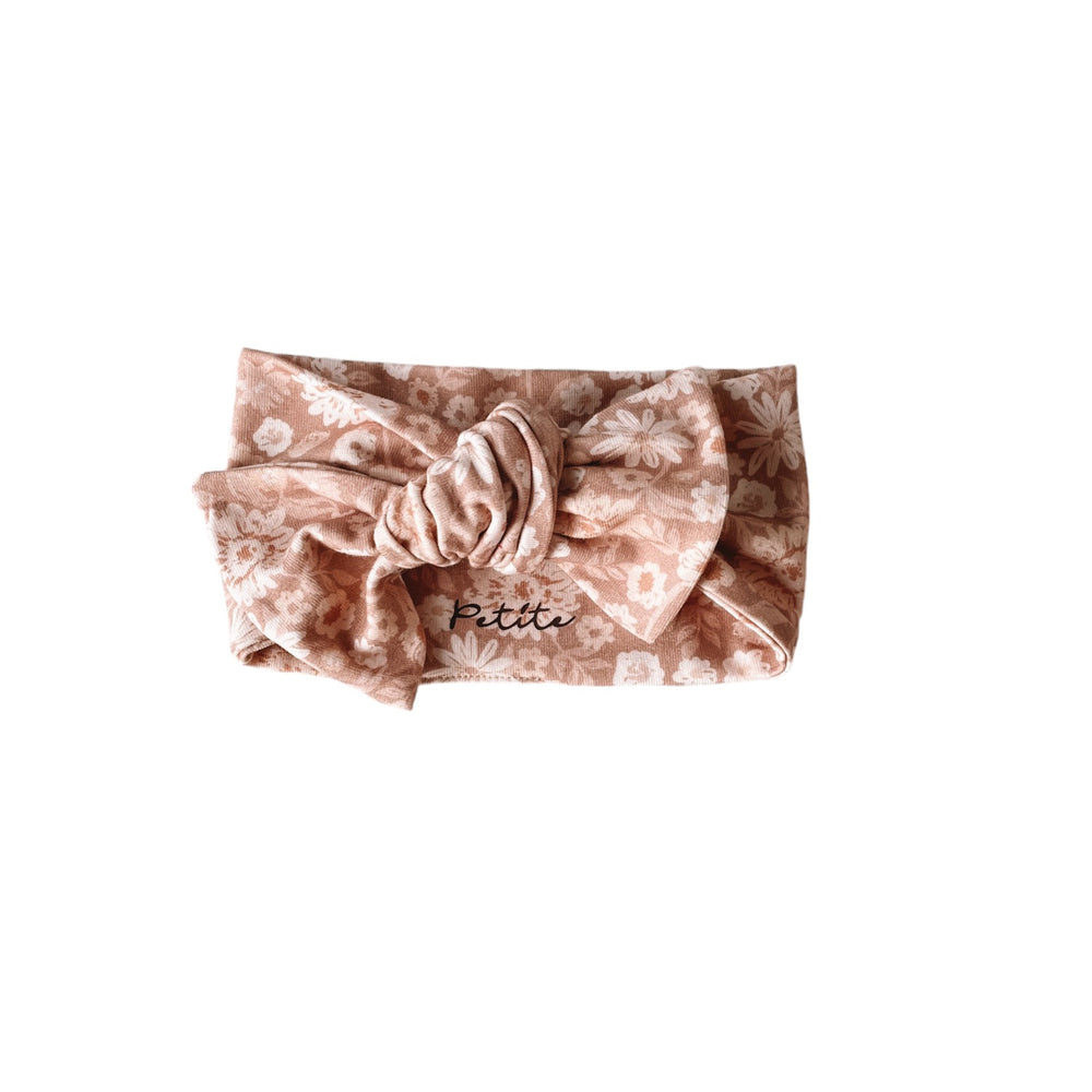 Bow headband / cappuccino floral