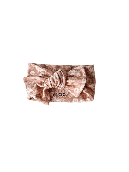 Bow headband / cappuccino floral