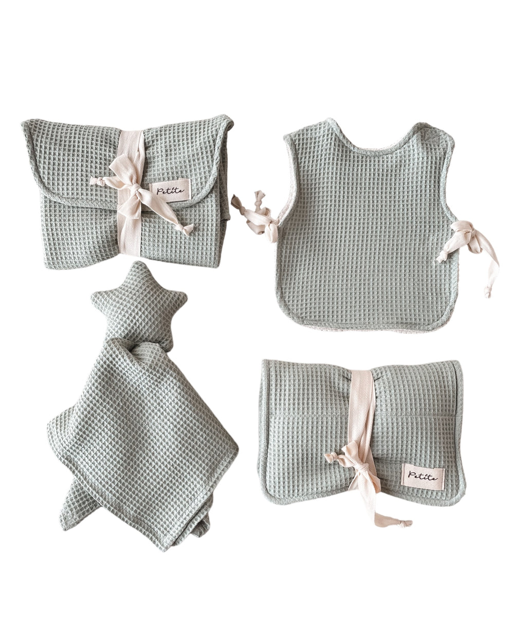 Newborn set / soft waffle - sage