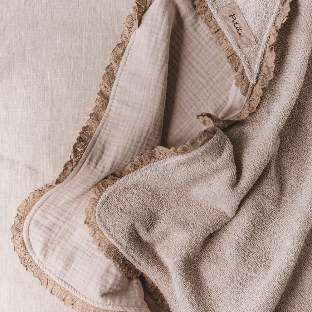 
                      
                        Baby Hooded towel  /  light beige + lace
                      
                    