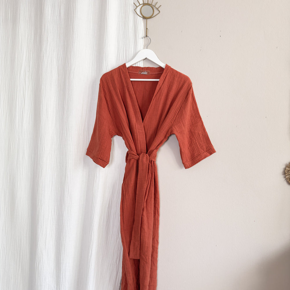 Muslin robe / burnt orange