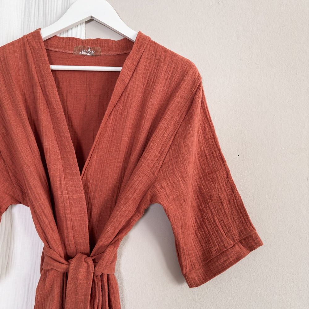 
                      
                        Muslin robe / burnt orange
                      
                    