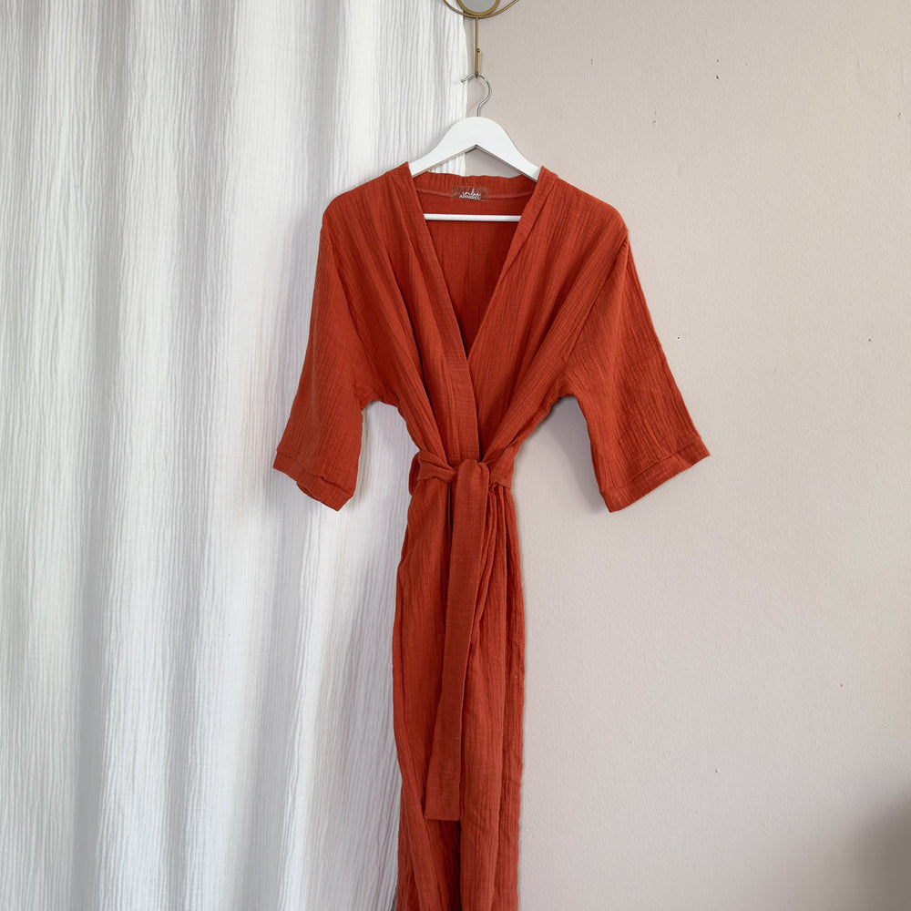 
                      
                        Muslin robe / burnt orange
                      
                    