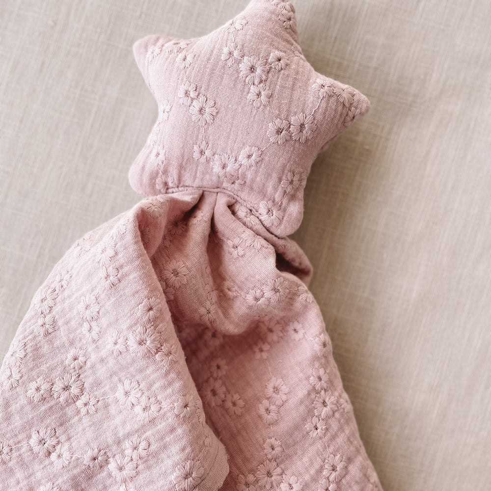 Little star cuddle cloth / embroidered blush